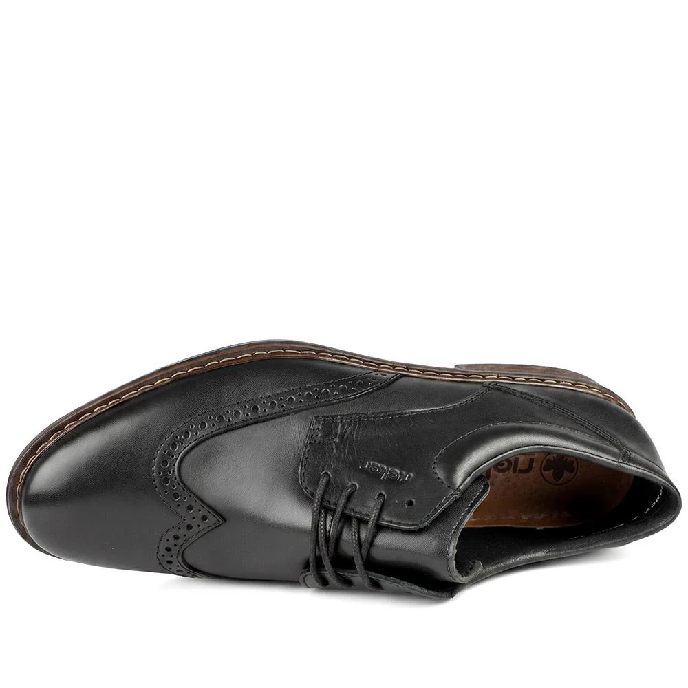 Rieker Wide Fit Smart Brogue Lace Up Shoes - RKR43037 / 330 222 - Brown - Image 4