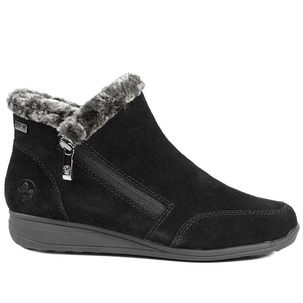 Rieker Soft Lined Zipped Ankle Boots - RKR42019 / 329 475 - Black - Image 3