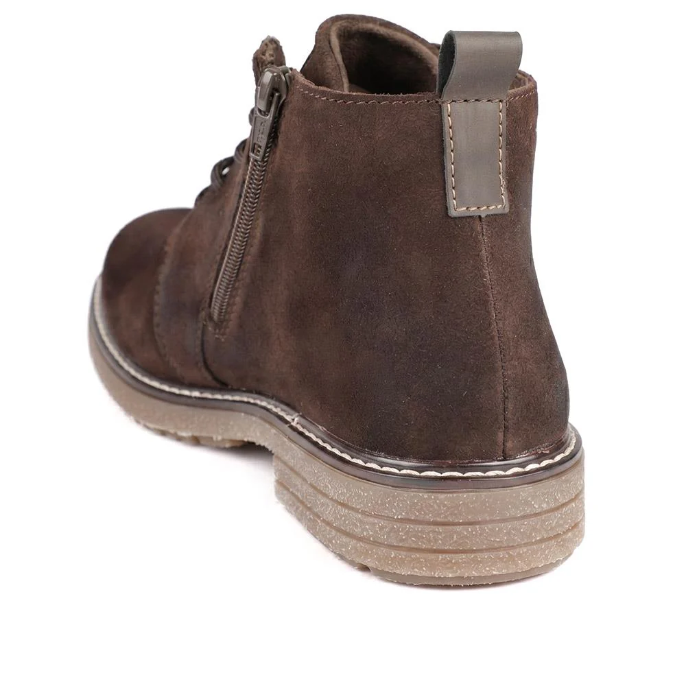 Rieker Wide Fit Suede Leather Boots - RKR43047 / 330 223 - Brown - Image 3