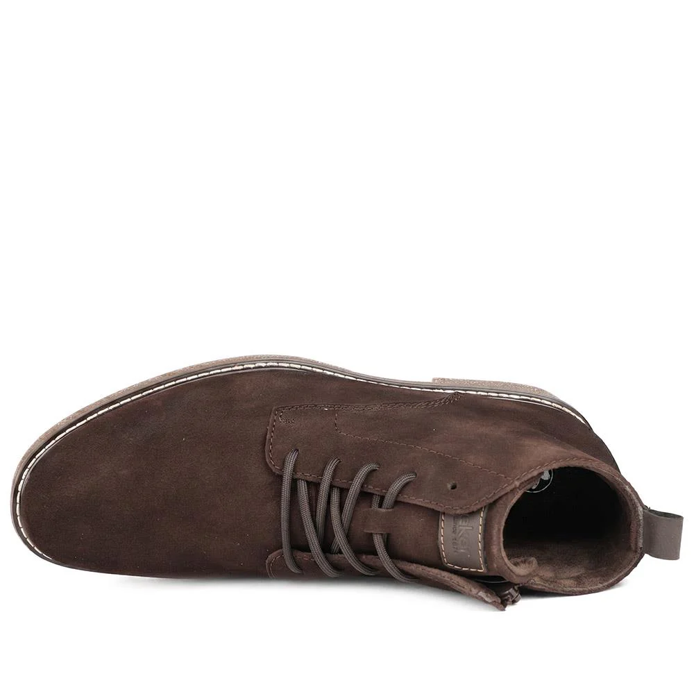 Rieker Wide Fit Suede Leather Boots - RKR43047 / 330 223 - Brown - Image 4