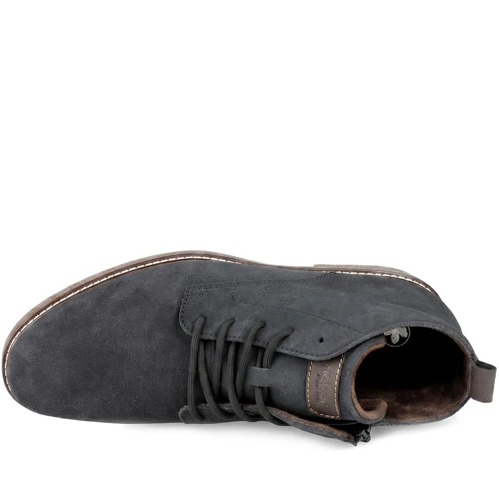 Rieker Wide Fit Suede Leather Boots - RKR43047 / 330 223 - Navy - Image 4