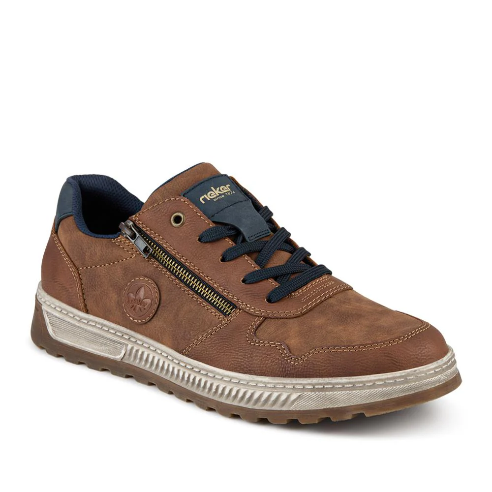 Rieker Wide Fit Zip & Lace Leather Trainers - RKR42505 / 327 700 - Image 2