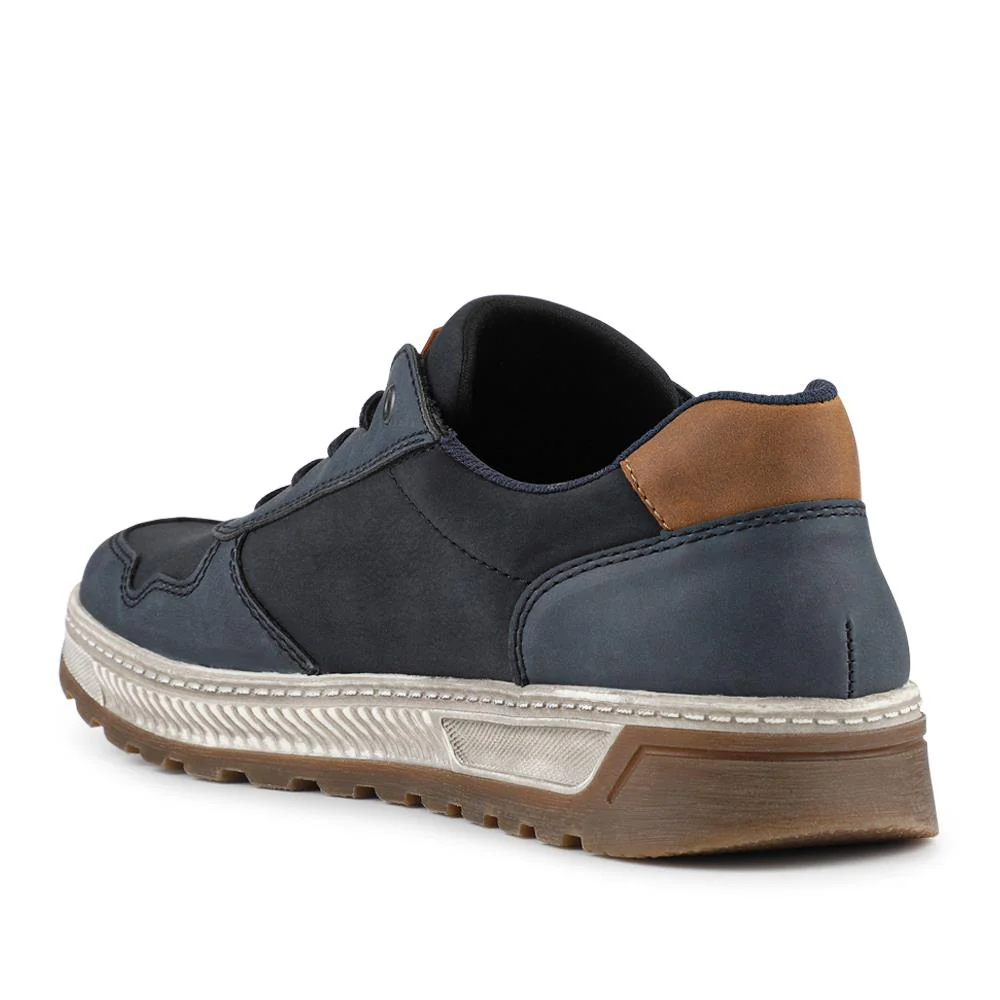 Rieker Wide Fit Zip & Lace Leather Trainers - RKR42505 / 327 700 - Navy - Image 3