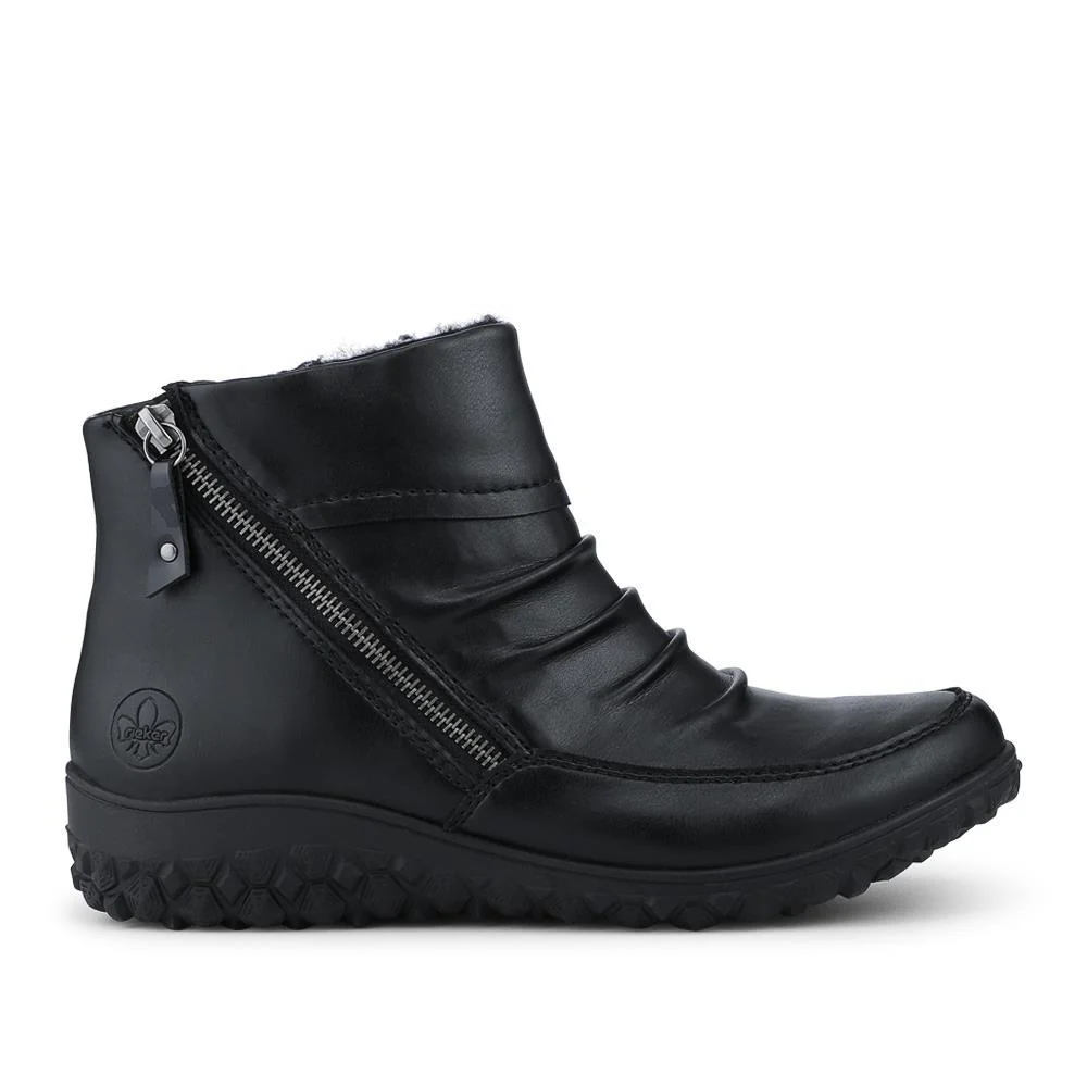 Rieker Wide Fit Zip Up Ankle Boots - RKR42552 / 328 205 - Black - Image 2