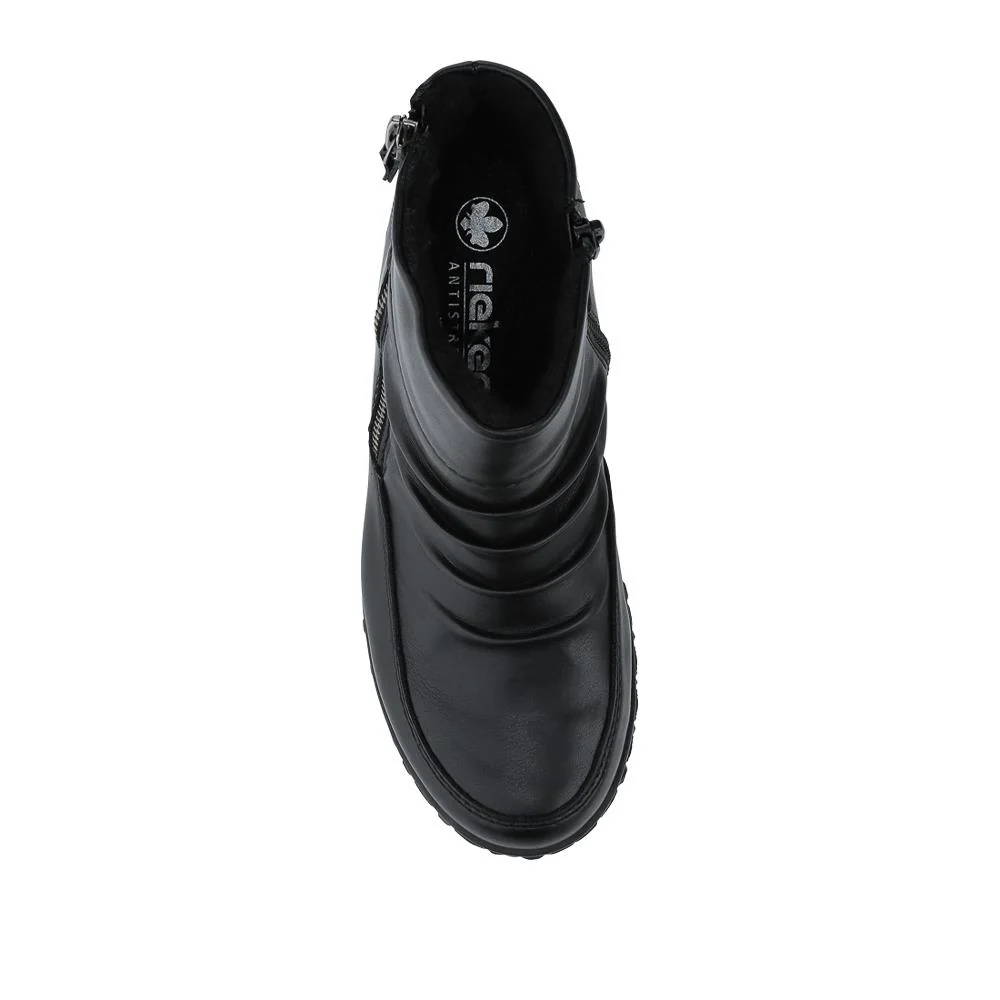 Rieker Wide Fit Zip Up Ankle Boots - RKR42552 / 328 205 - Black - Image 4