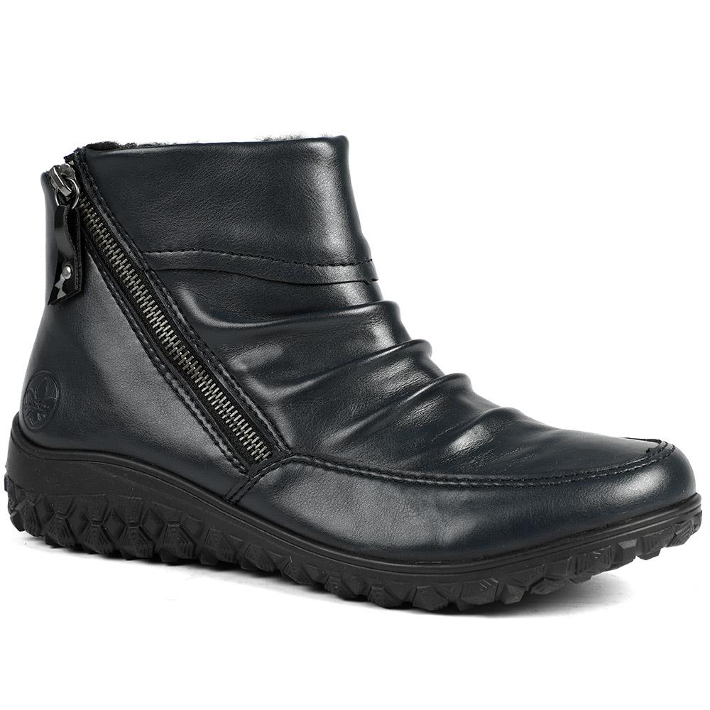 Rieker Wide Fit Zip Up Ankle Boots - RKR42552 / 328 205 - Navy