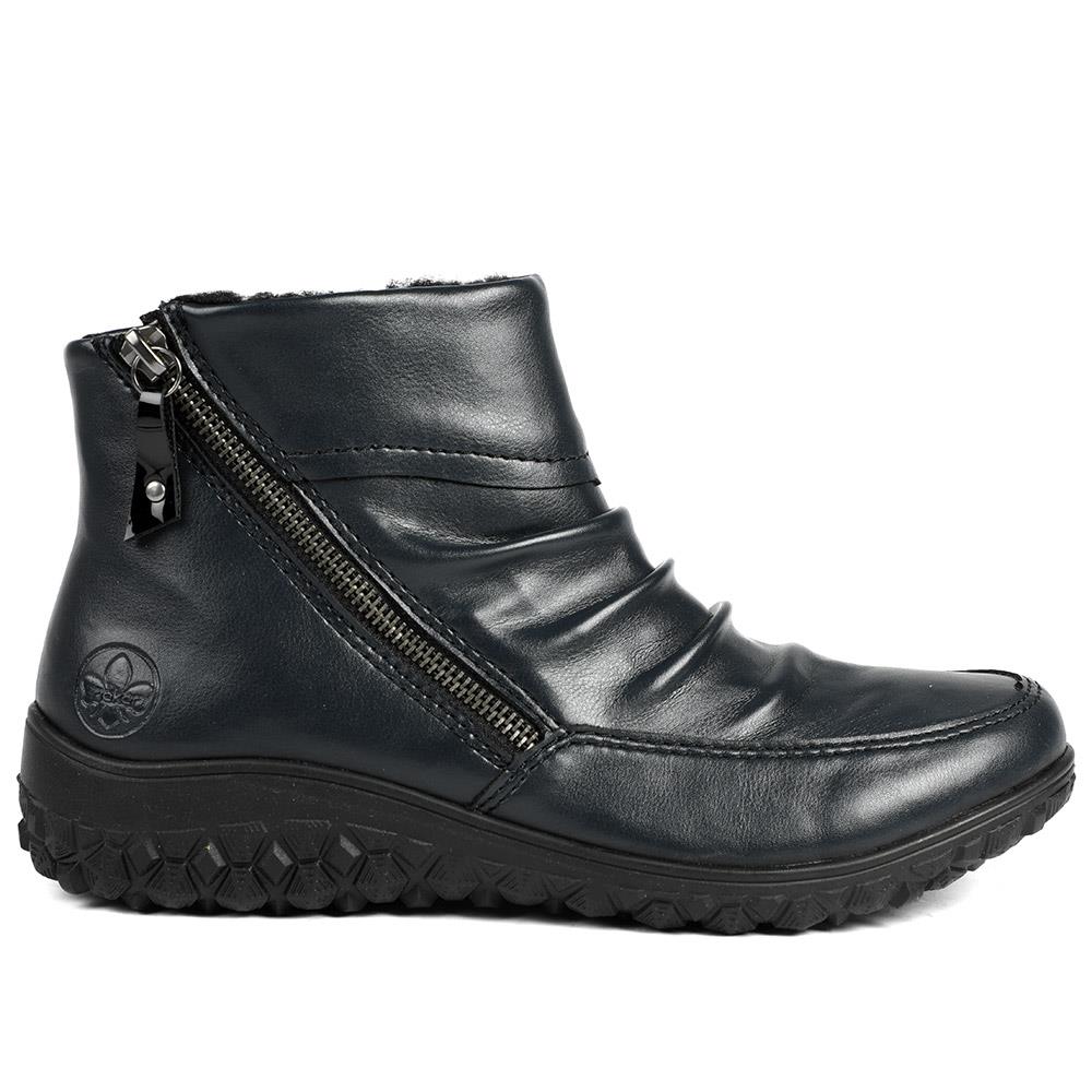 Rieker Wide Fit Zip Up Ankle Boots - RKR42552 / 328 205 - Navy - Image 2
