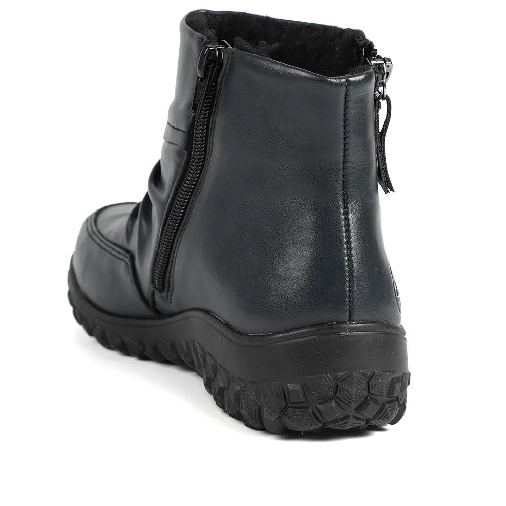 Rieker Wide Fit Zip Up Ankle Boots - RKR42552 / 328 205 - Navy - Image 3