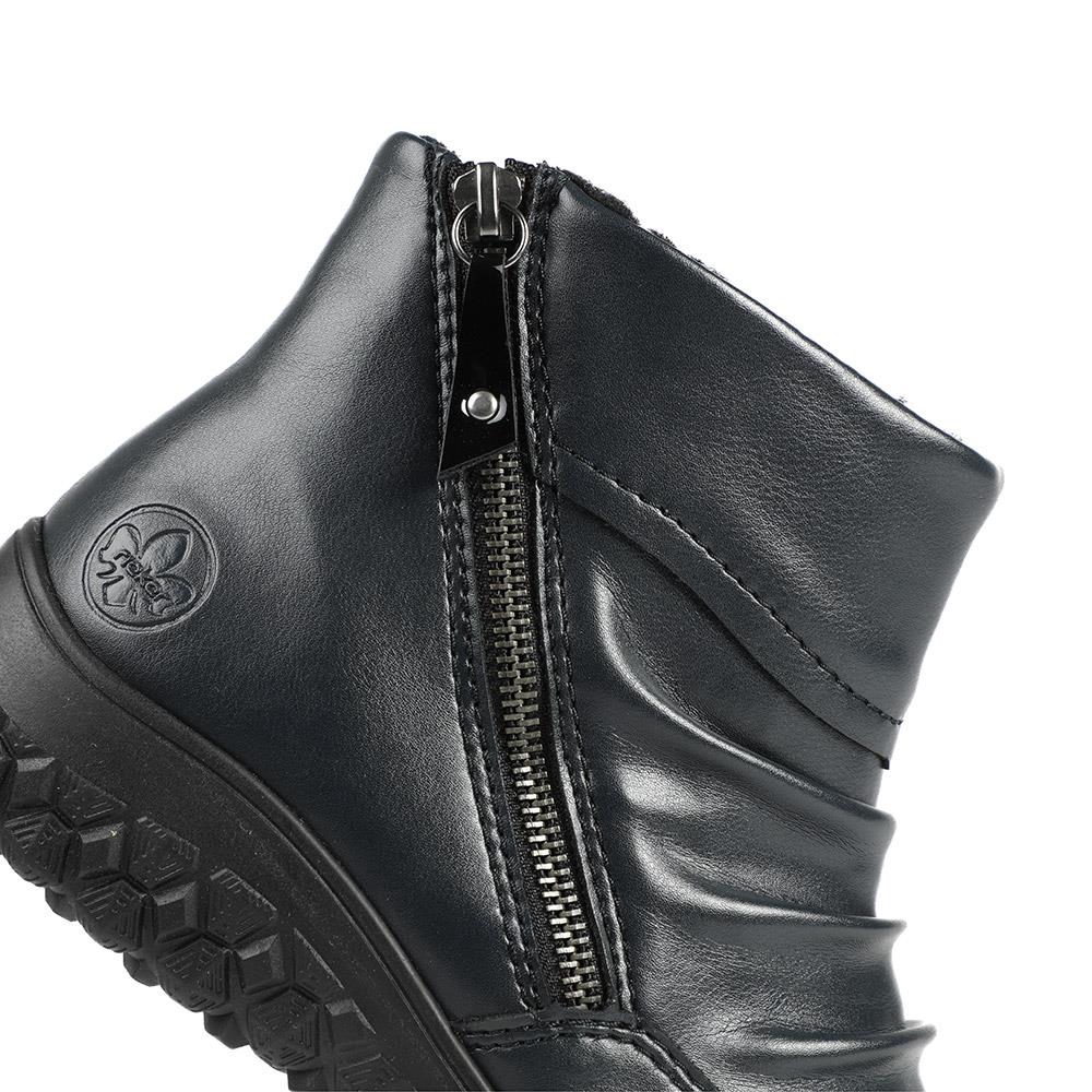 Rieker Wide Fit Zip Up Ankle Boots - RKR42552 / 328 205 - Navy - Image 5