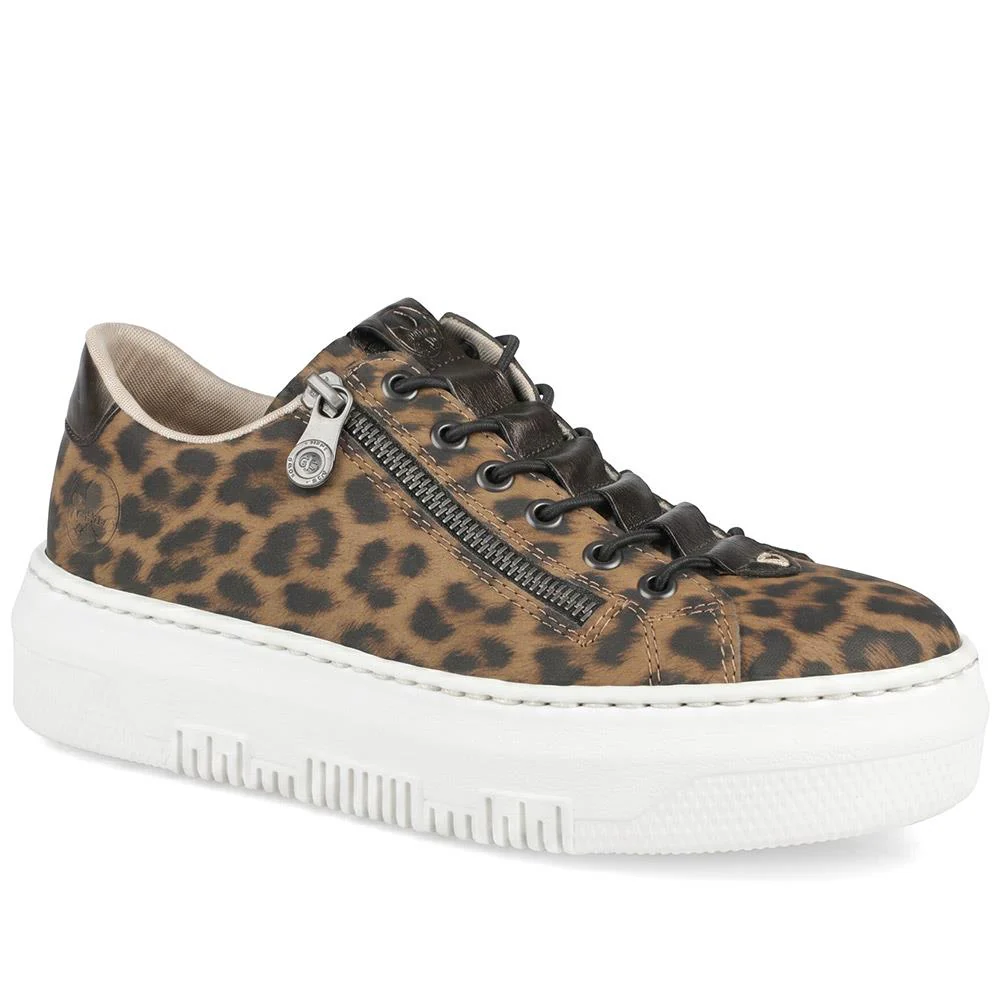 Rieker Zip Fasten Platform Trainers - RKR43029 / 330 195 - Leopard
