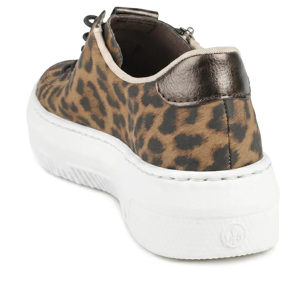 Rieker Zip Fasten Platform Trainers - RKR43029 / 330 195 - Leopard - Image 3