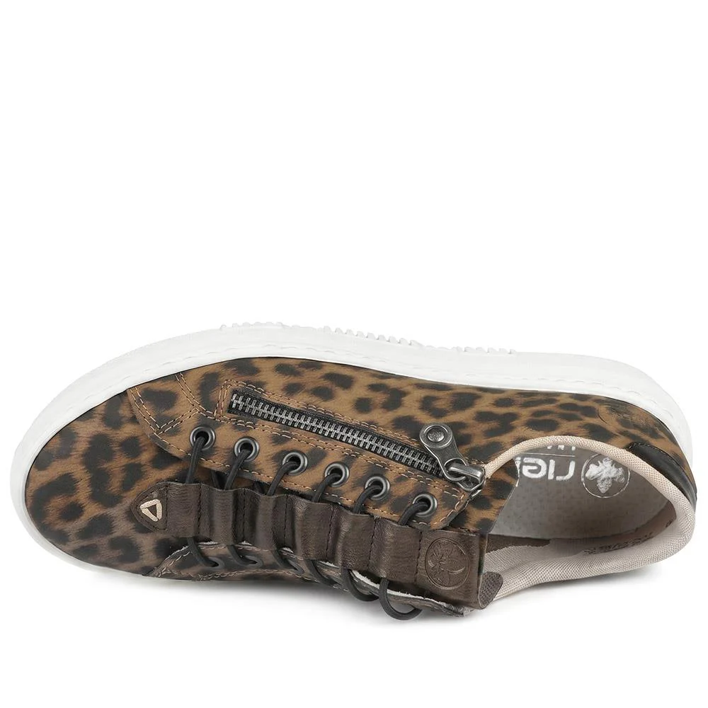 Rieker Zip Fasten Platform Trainers - RKR43029 / 330 195 - Leopard - Image 4
