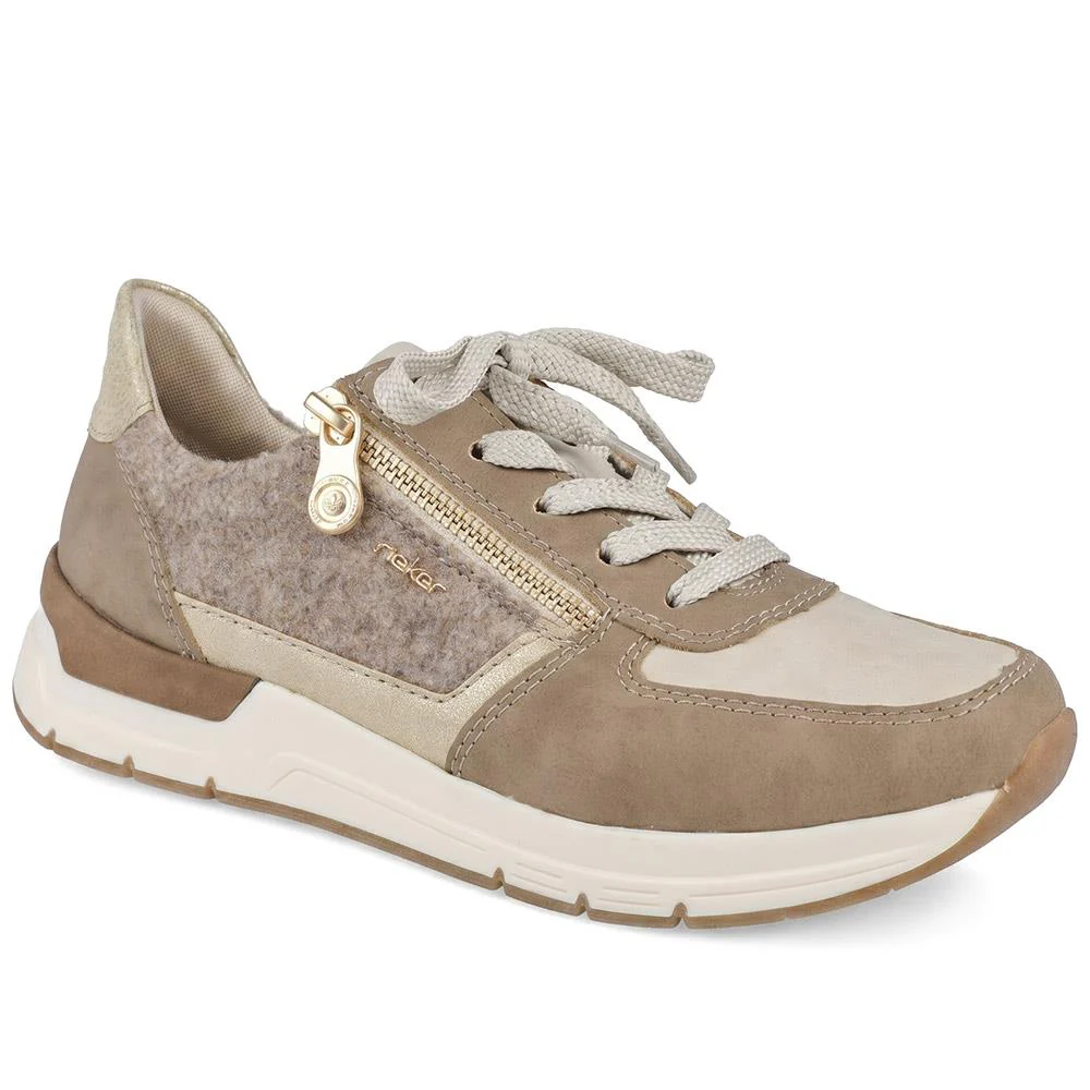 Rieker Zip & Lace Fastening Trainers - RKR43034 / 330 198 - Beige
