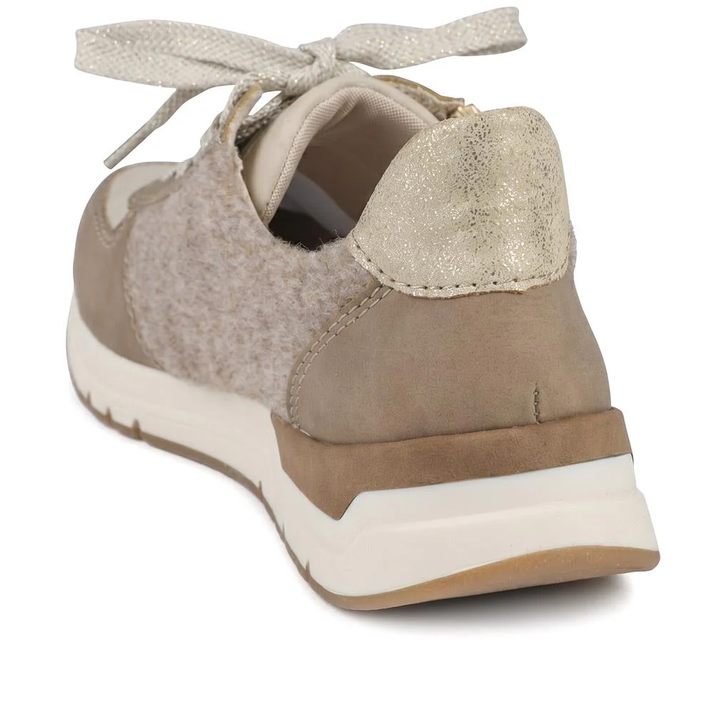 Rieker Zip & Lace Fastening Trainers - RKR43034 / 330 198 - Beige - Image 3