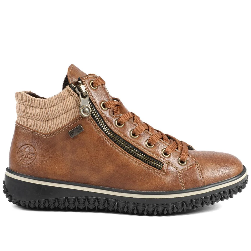 Rieker Zip & Lace Hi Top Trainers - RKR42551 / 328 208 - Tan - Image 2