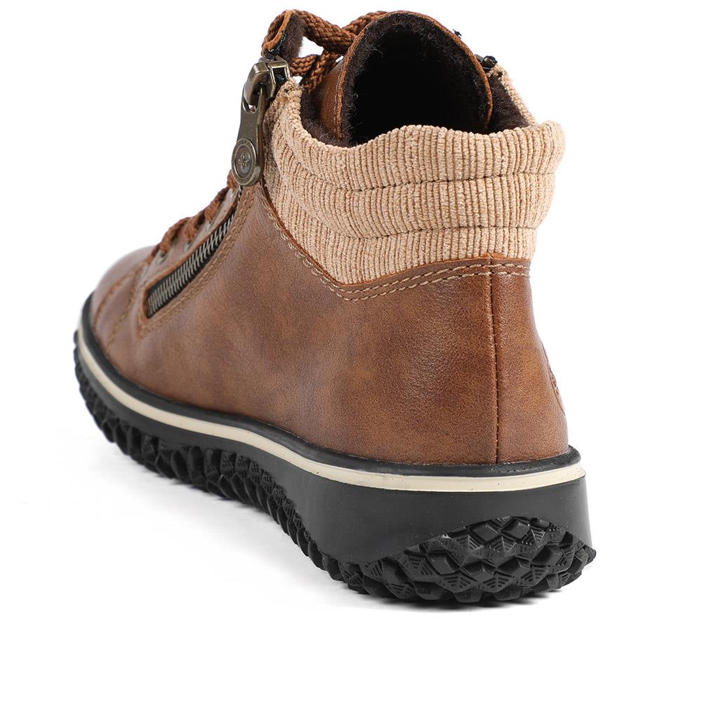 Rieker Zip & Lace Hi Top Trainers - RKR42551 / 328 208 - Tan - Image 3