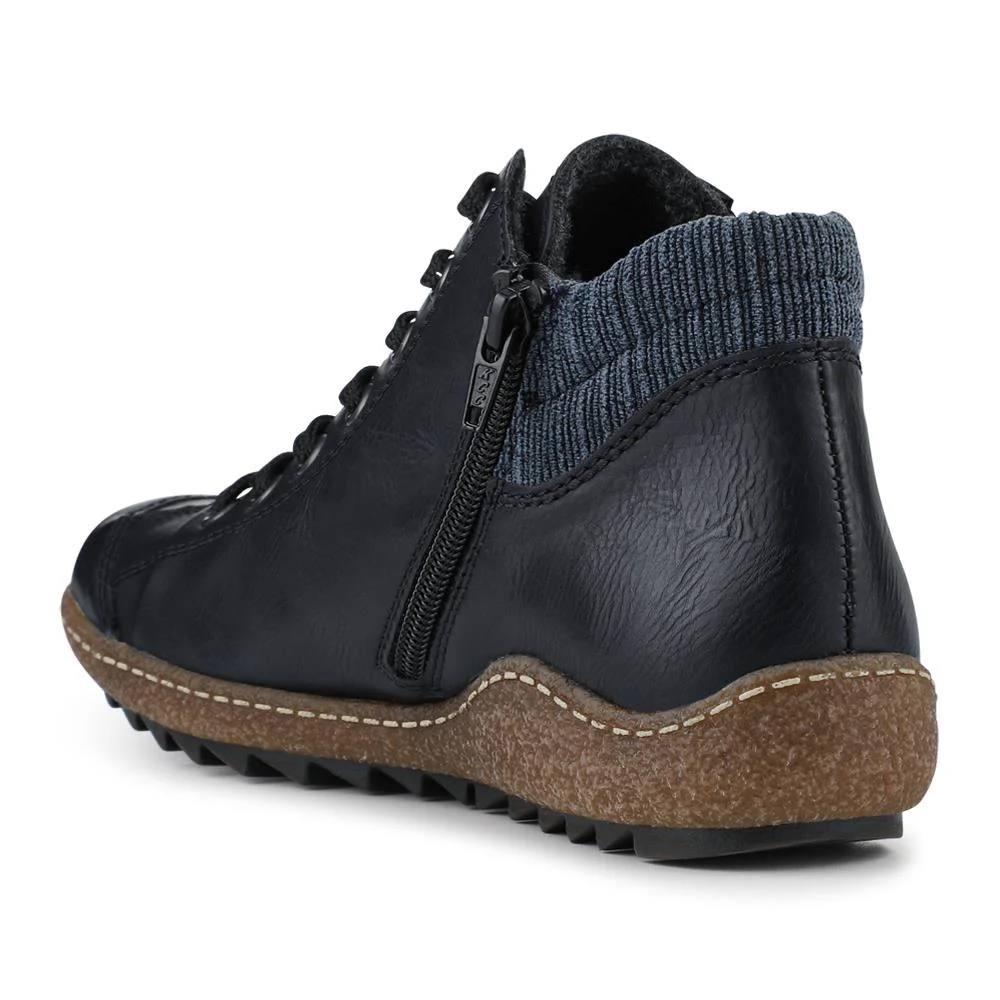 Rieker Zip & Lace High-Top Trainers - RKR42531 / 327 695 - Navy - Image 3