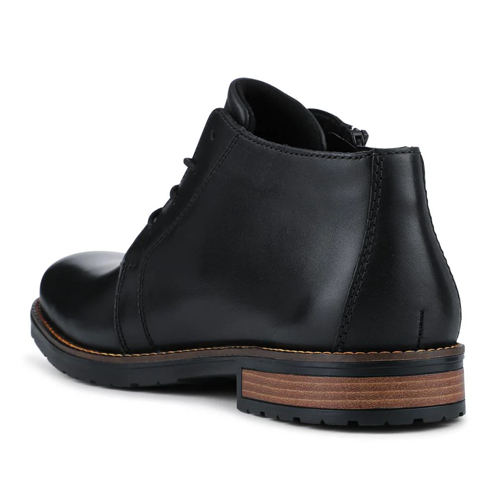 Rieker Zip & Lace Leather Shoes - RKR42502 / 327 703 - Black - Image 3