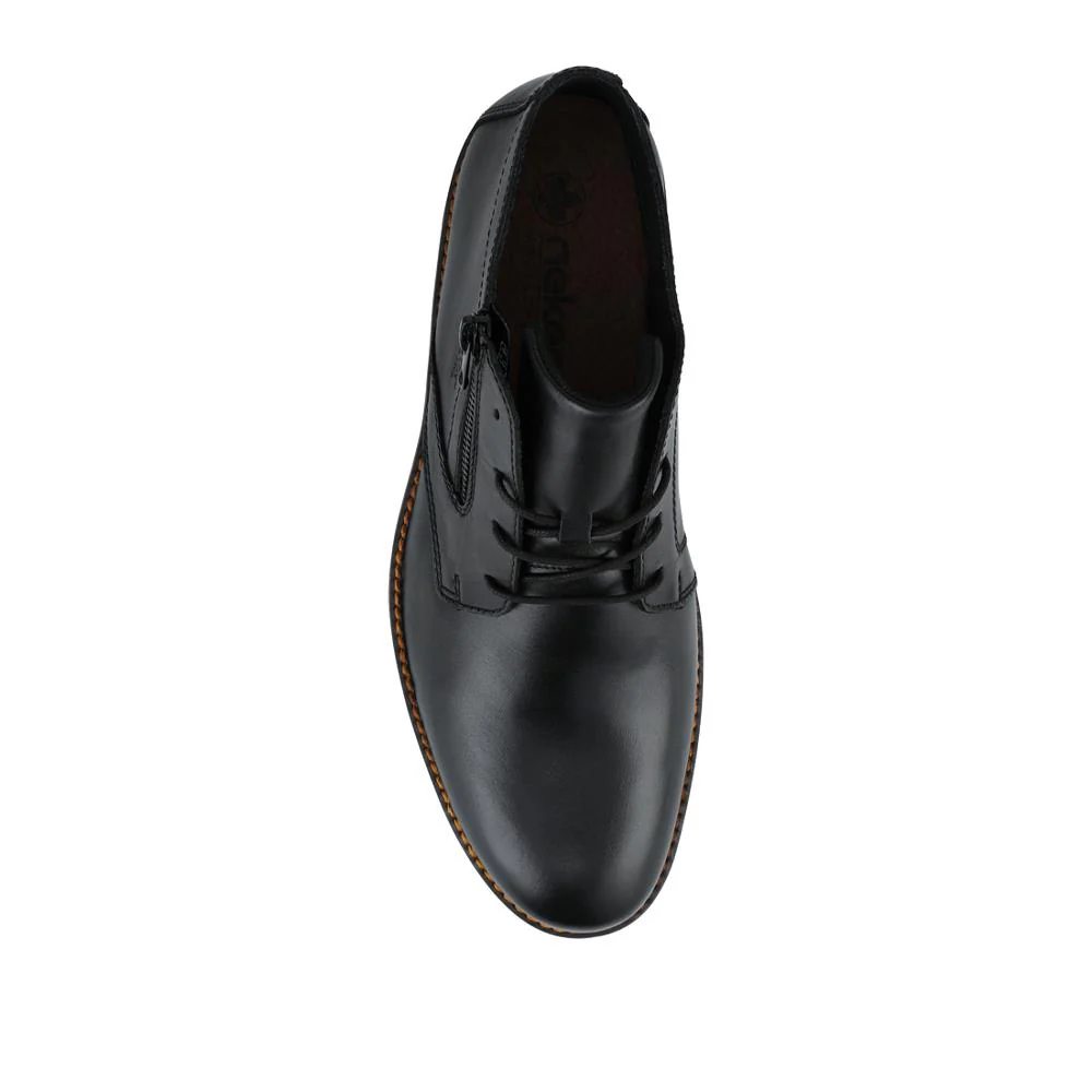 Rieker Zip & Lace Leather Shoes - RKR42502 / 327 703 - Black - Image 4