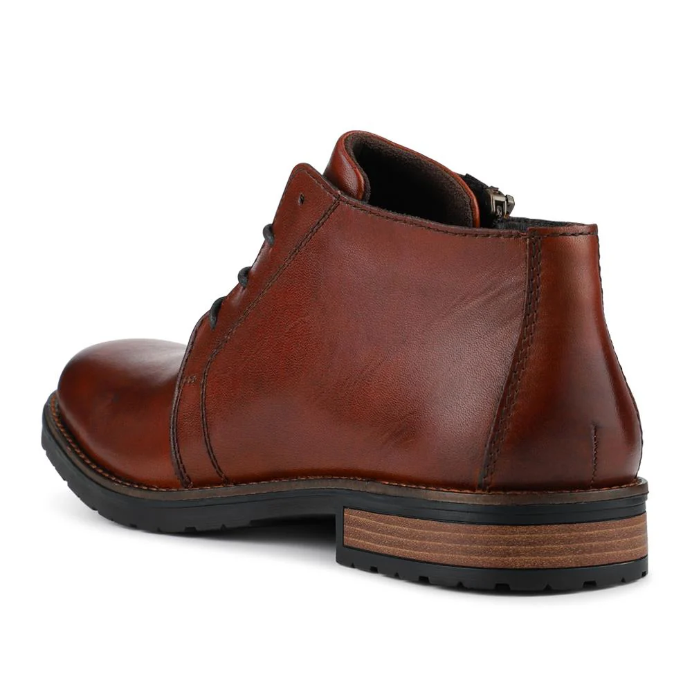 Rieker Zip & Lace Leather Shoes - RKR42502 / 327 703 - Tan - Image 3
