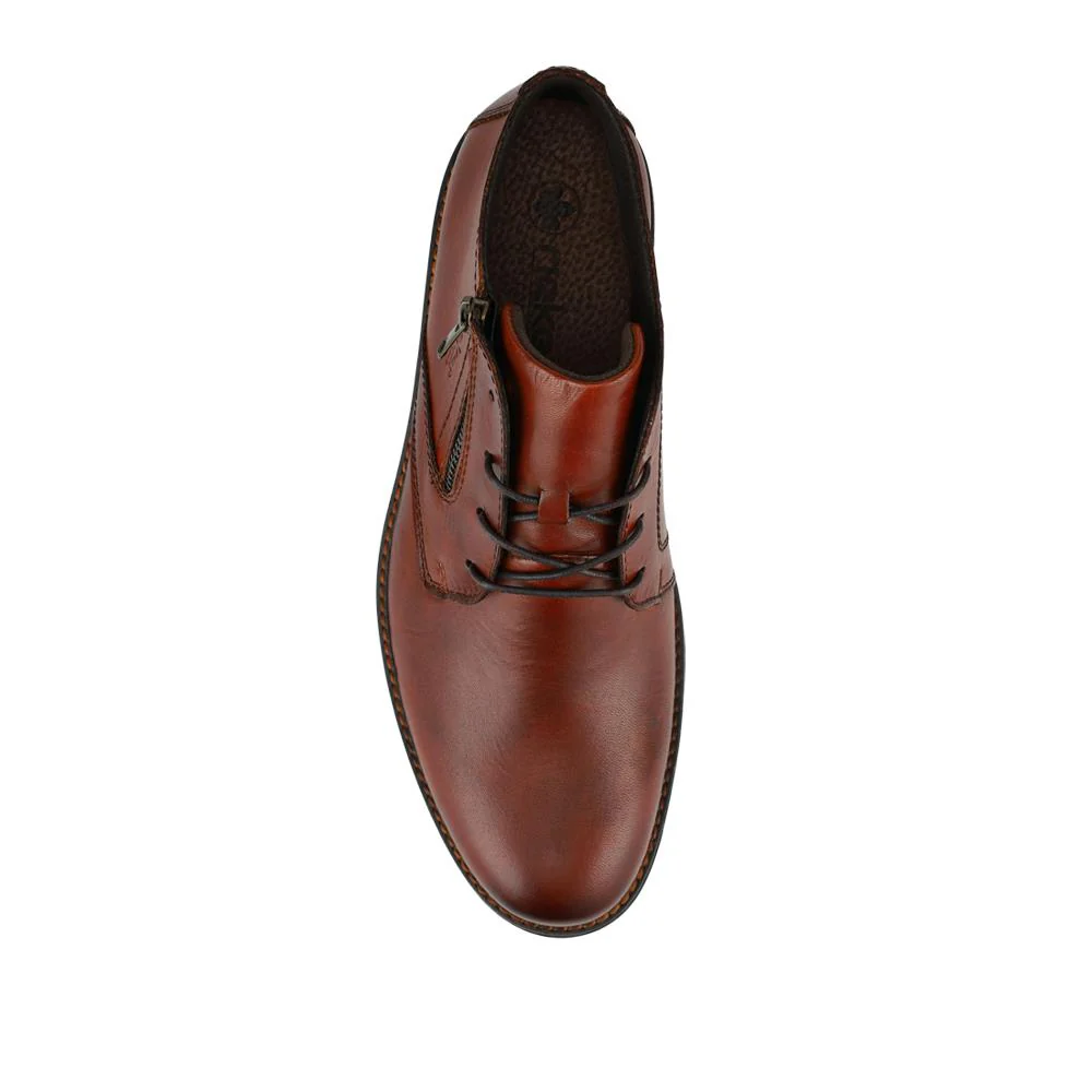 Rieker Zip & Lace Leather Shoes - RKR42502 / 327 703 - Tan - Image 4
