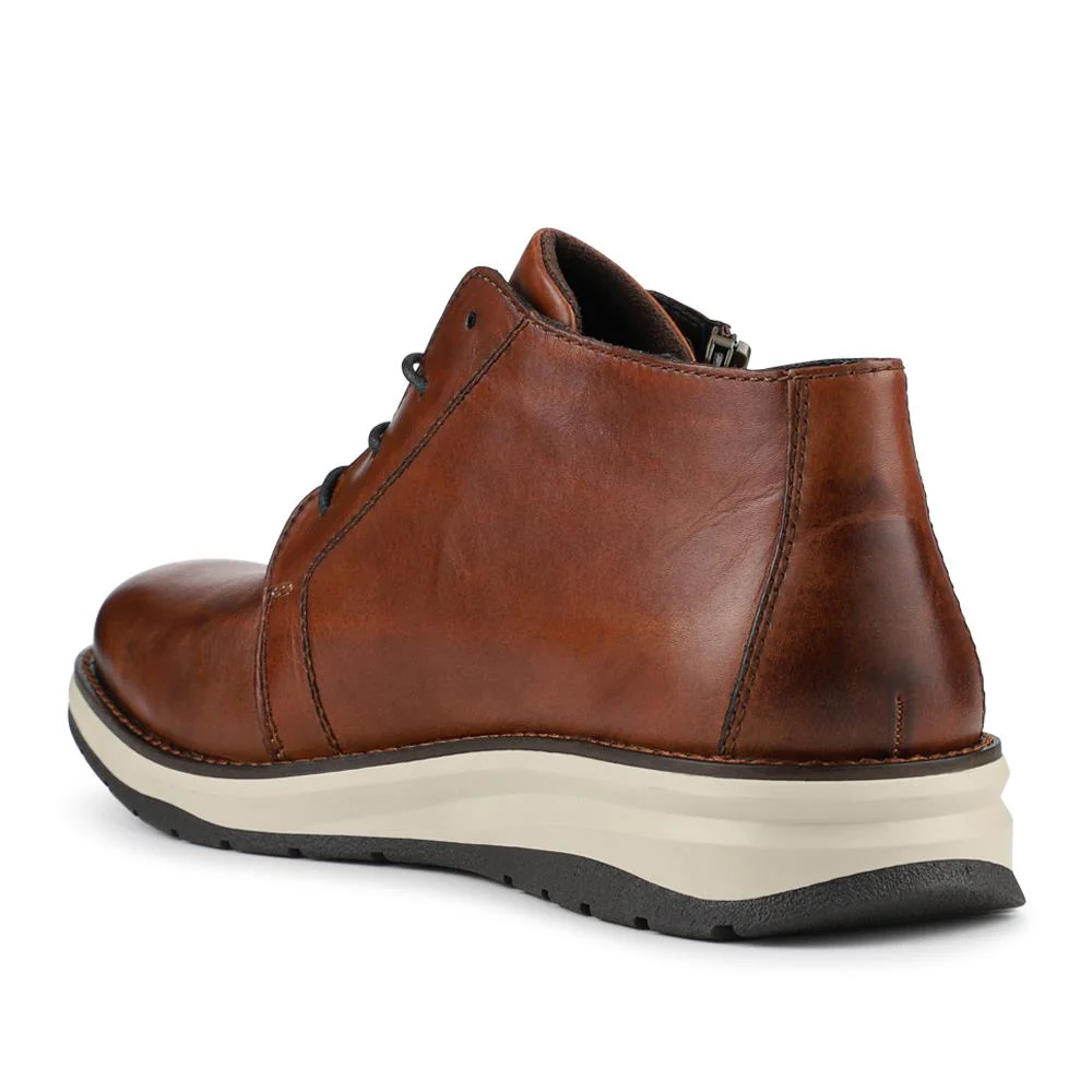 Rieker Zip & Lace Leather Smart Shoes - RKR42503 / 327 704 - Tan - Image 3