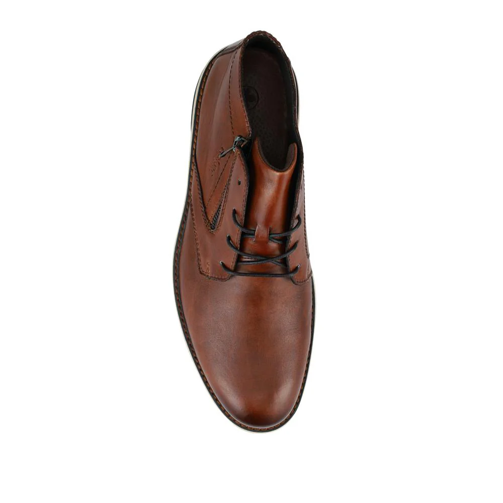 Rieker Zip & Lace Leather Smart Shoes - RKR42503 / 327 704 - Tan - Image 4