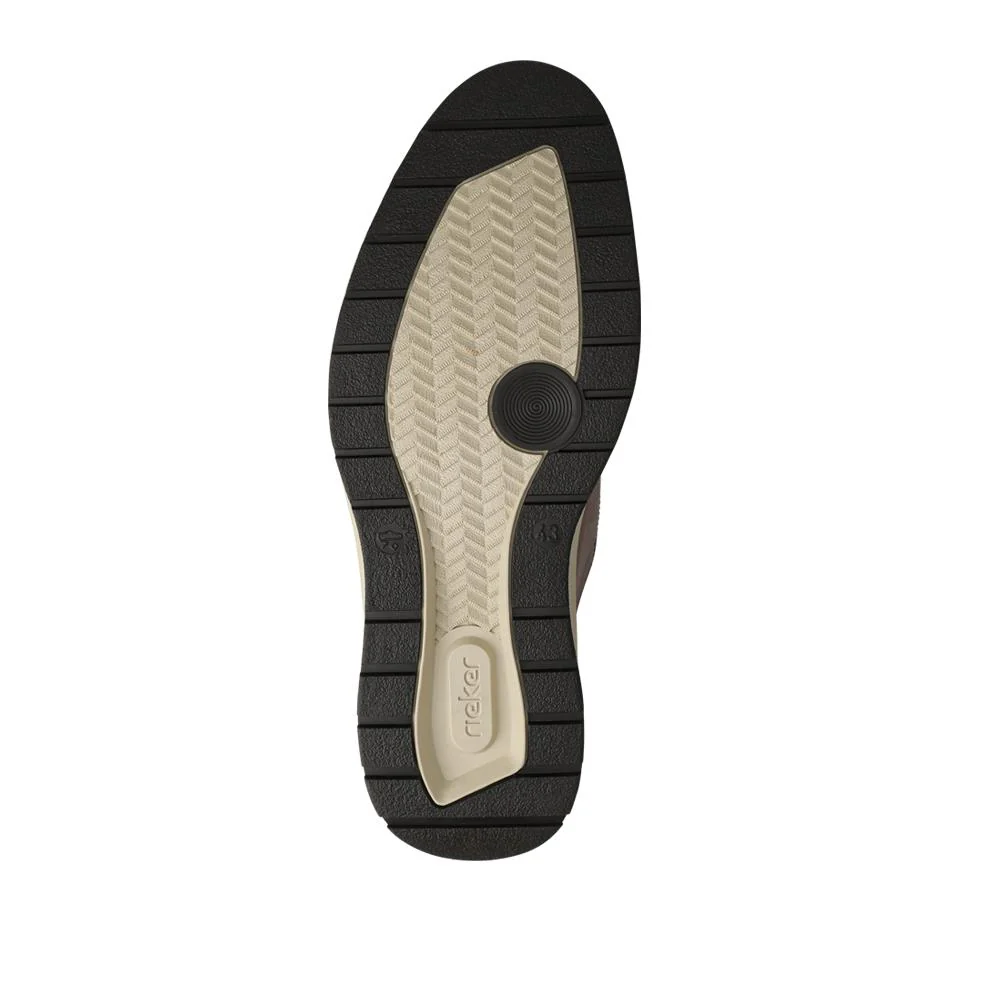 Rieker Zip & Lace Leather Smart Shoes - RKR42503 / 327 704 - Tan - Image 5