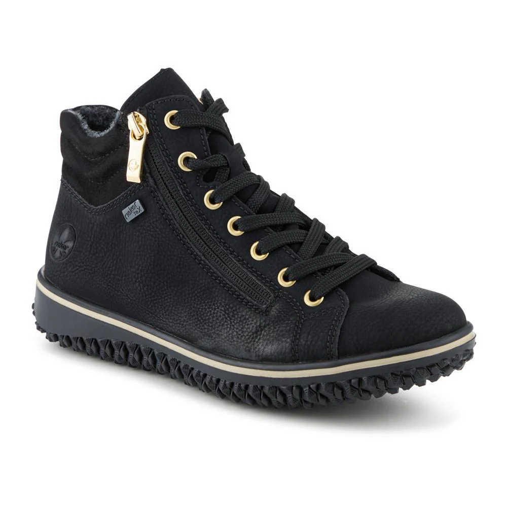 Rieker Zip & Lace Hi Top Trainers - RKR42551 / 328 208 - Black
