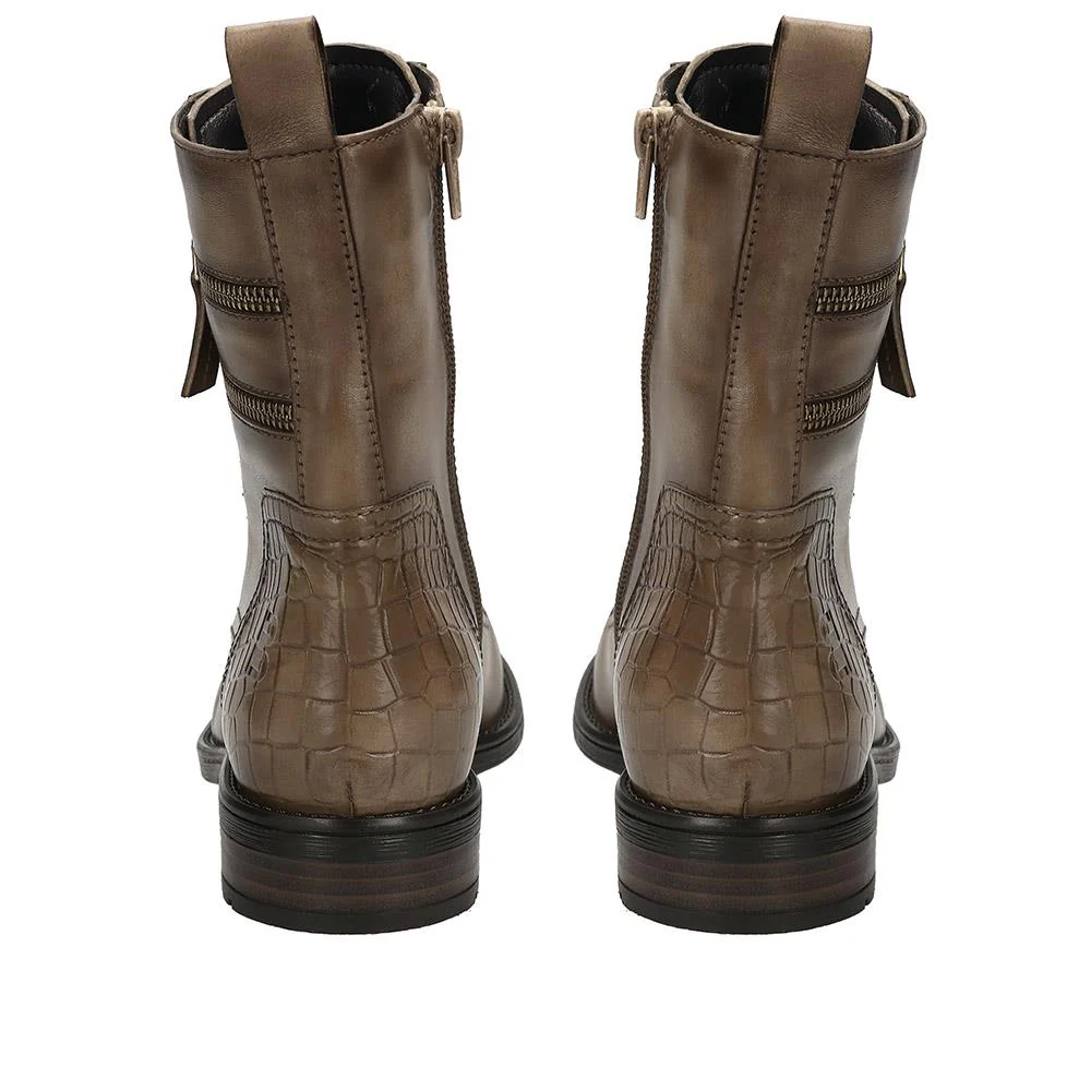 Ronja Leather Lace-Up Ankle Boots - BUG36516 / 322 873 - Beige - Image 3
