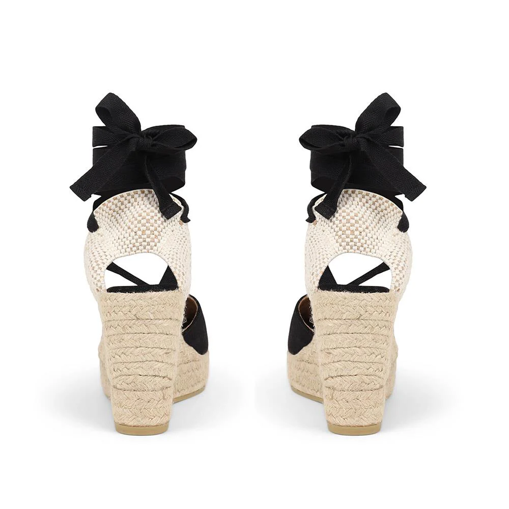 Rosabelle Lace Detail Espadrilles - ROSABELLE / 325 425 - Black - Image 3