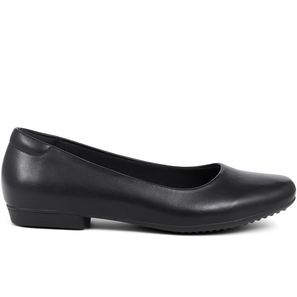 Rounded-Toe Ballet Flats - WK39001 / 324 950 - Black - Image 2