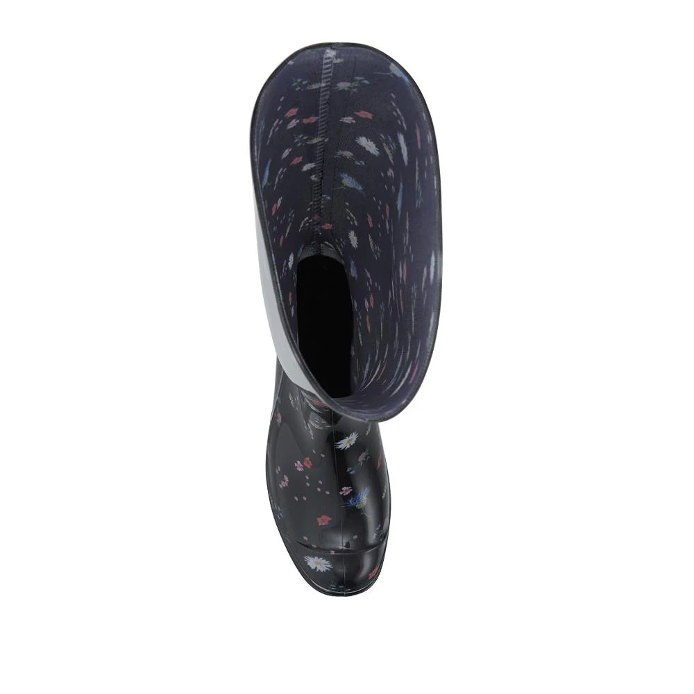Rubber Waterproof Wellies - FEI42001 / 328 457 - Black Floral - Image 4
