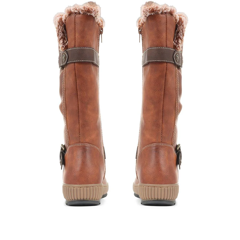 Ruched Calf Boot - WBINS34195 / 321 036 - Brown - Image 3