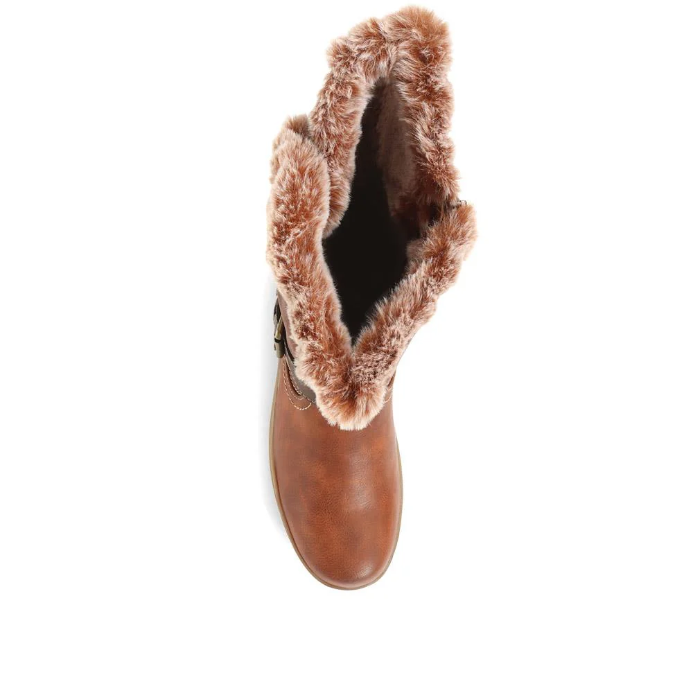 Ruched Calf Boot - WBINS34195 / 321 036 - Brown - Image 4
