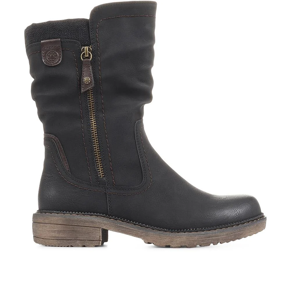 Ruched Calf Boots - CENTR36089 / 322 658 - Black - Image 2