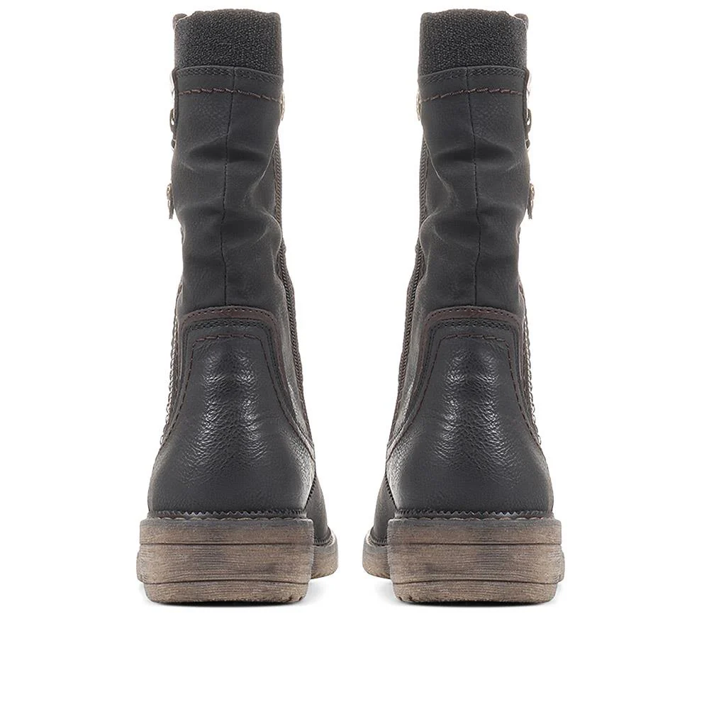 Ruched Calf Boots - CENTR36089 / 322 658 - Black - Image 3