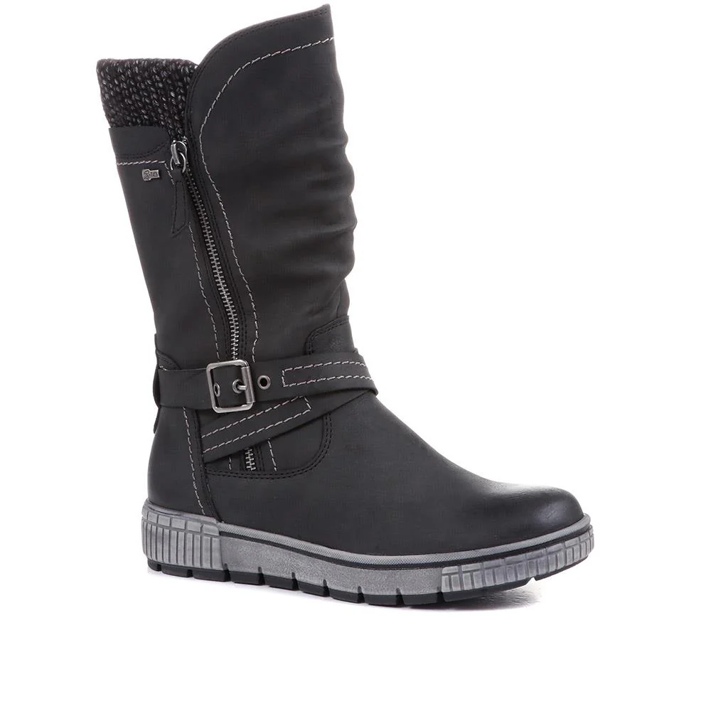 Ruched Wedge Boots - CENTR36077 / 322 654 - Black
