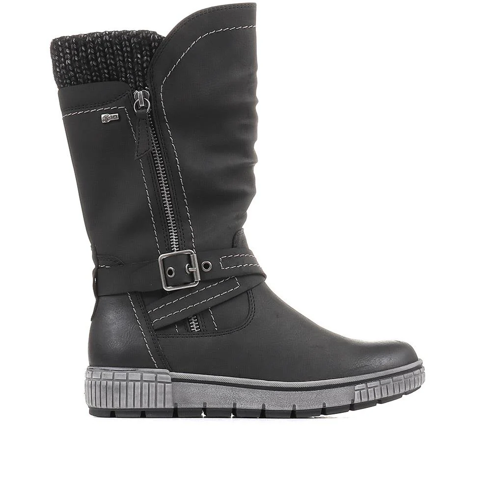 Ruched Wedge Boots - CENTR36077 / 322 654 - Black - Image 2
