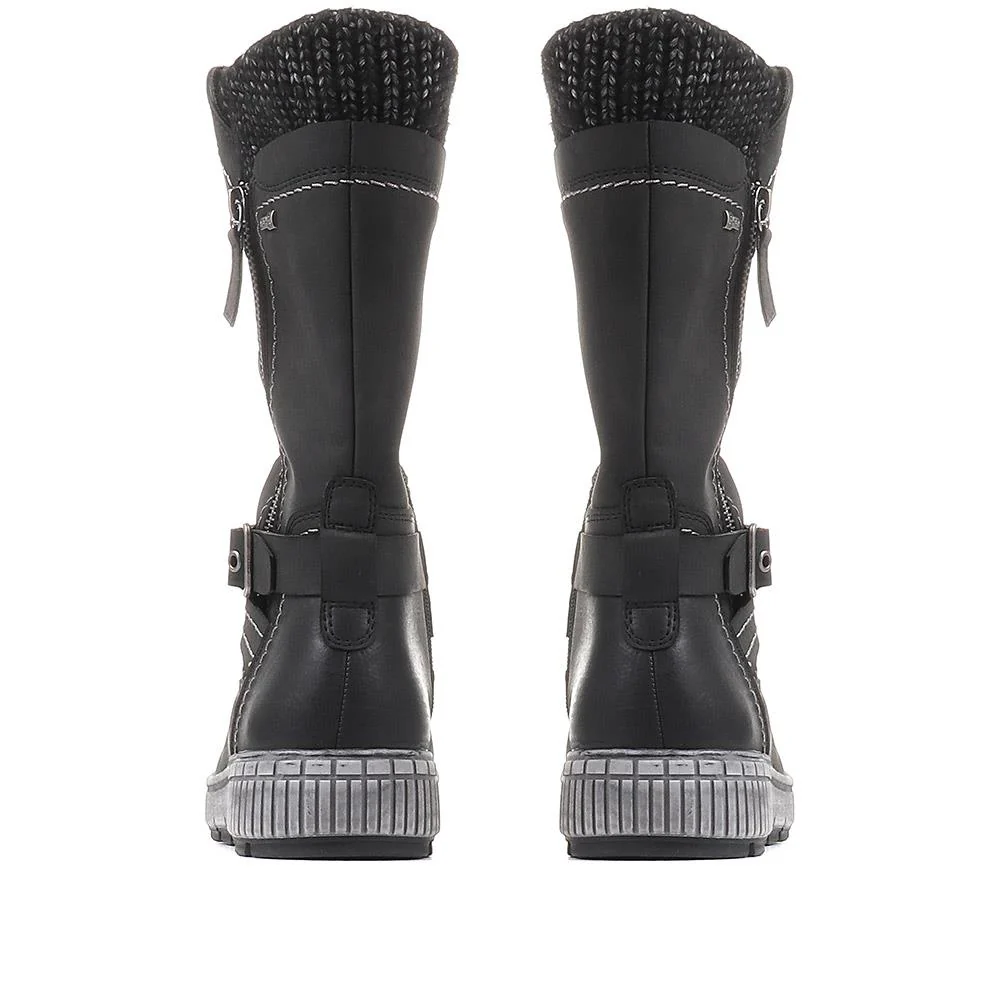 Ruched Wedge Boots - CENTR36077 / 322 654 - Black - Image 3