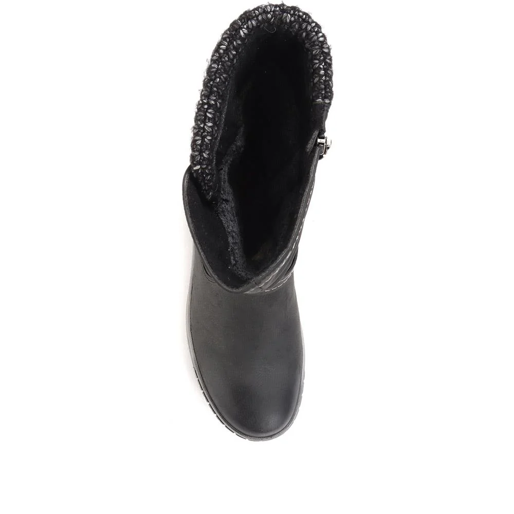 Ruched Wedge Boots - CENTR36077 / 322 654 - Black - Image 4