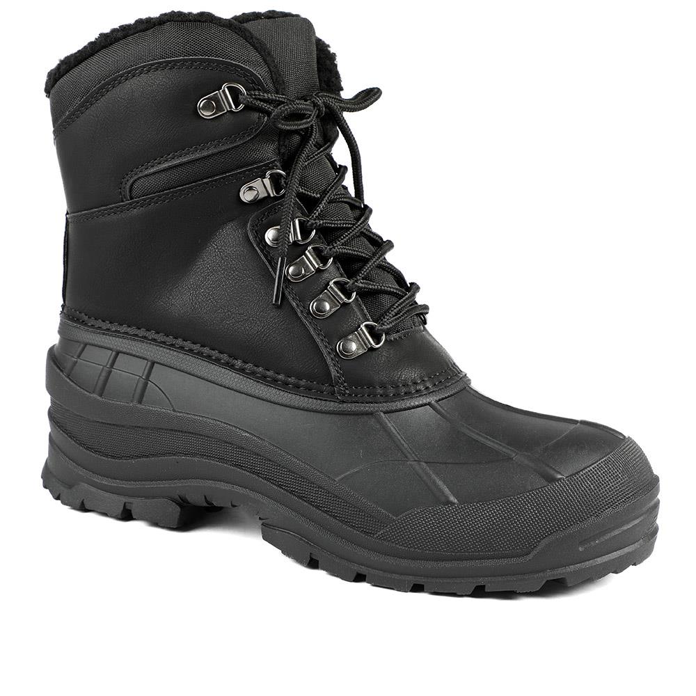 Rugged Warm Lined Lace Up Weather Boots - SHINN42006 / 328 540 - Black