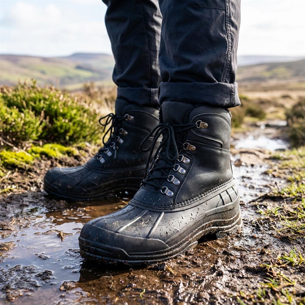 Rugged Warm Lined Lace Up Weather Boots - SHINN42006 / 328 540 - Black - Image 2