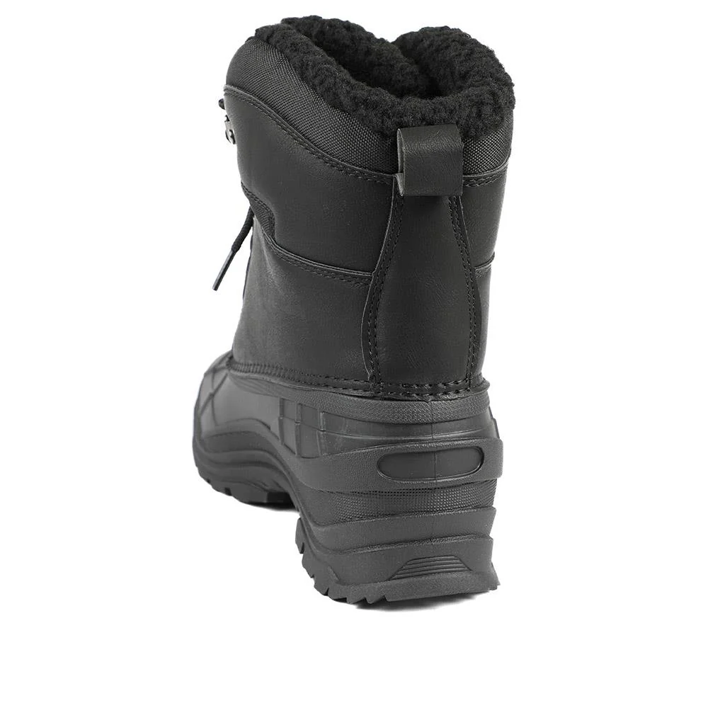 Rugged Warm Lined Lace Up Weather Boots - SHINN42006 / 328 540 - Black - Image 4