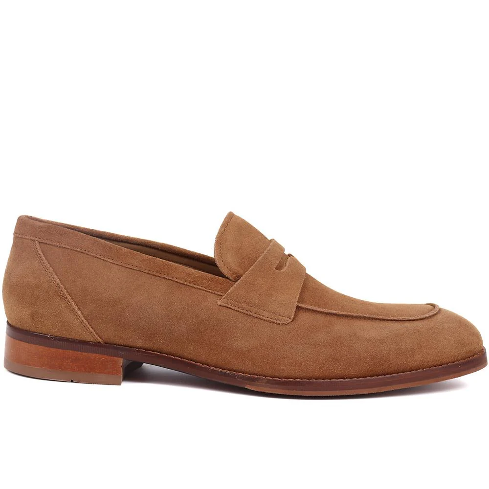 Russell Leather Penny Loafers - RUSSELL / 320 483 - Tan Suede - Image 2