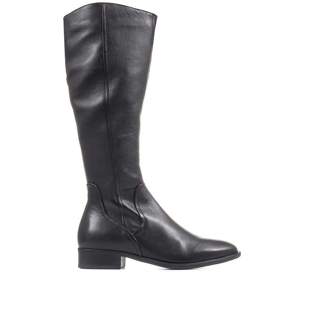 Sabina-01 Leather Knee High Boots - SINO36021 / 322 845 - Black - Image 2