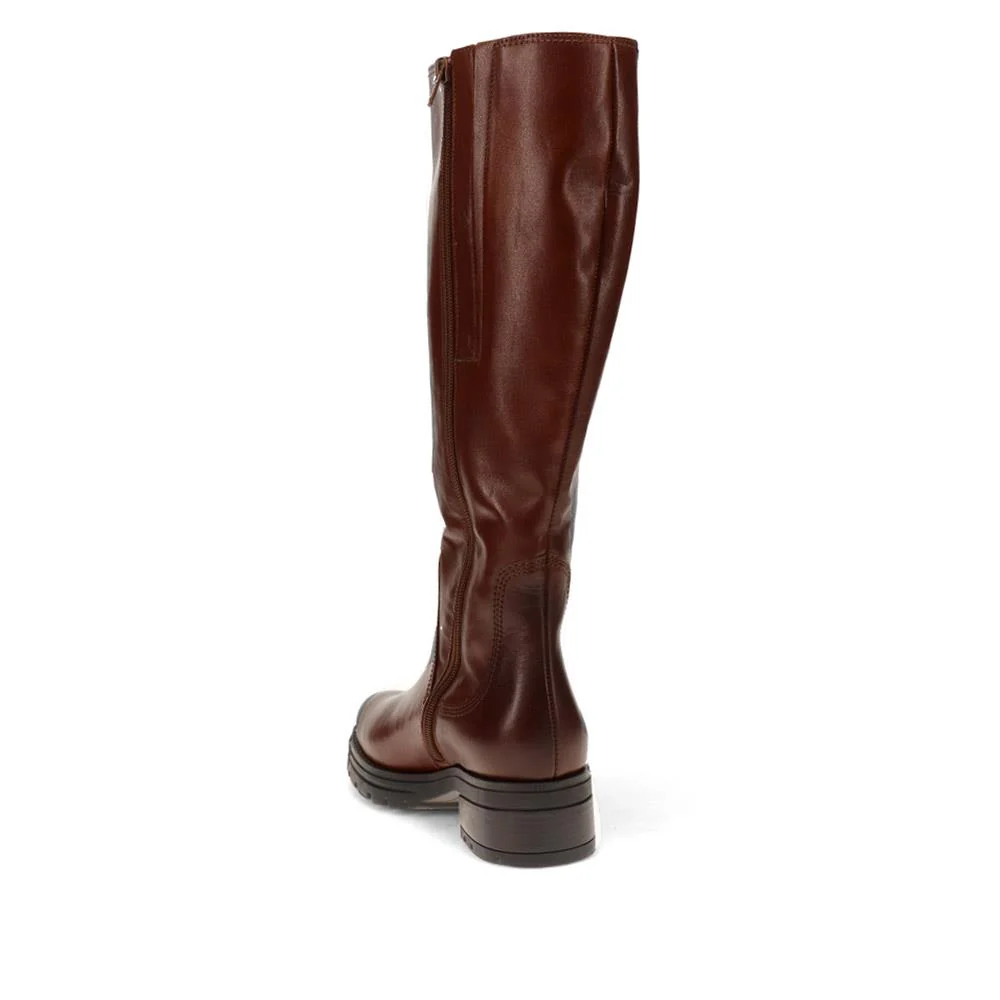 Sadberge Leather Block-Heeled Long Boots - GAB40517 / 325 891 - Cognac - Image 3