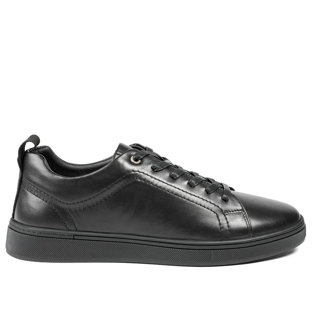 Salvador Leather Lace Up Trainers - SALVADOR / 329 339 - Black Leather - Image 2