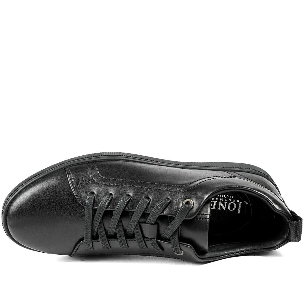 Salvador Leather Lace Up Trainers - SALVADOR / 329 339 - Black Leather - Image 4