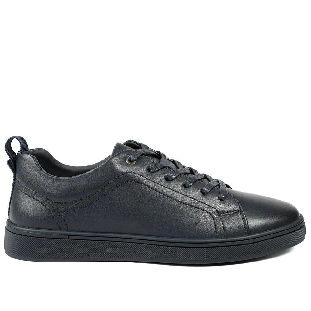 Salvador Leather Lace Up Trainers - SALVADOR / 329 339 - Navy Leather - Image 2